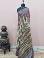 Brown and Off-White Chanderi Saree
