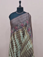 Brown and Off-White Chanderi Saree 1