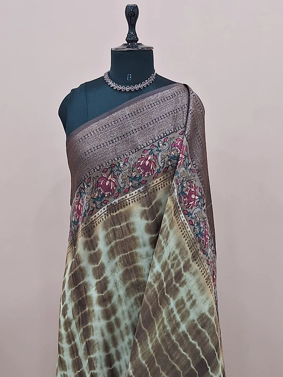 Brown and Off-White Chanderi Saree 1