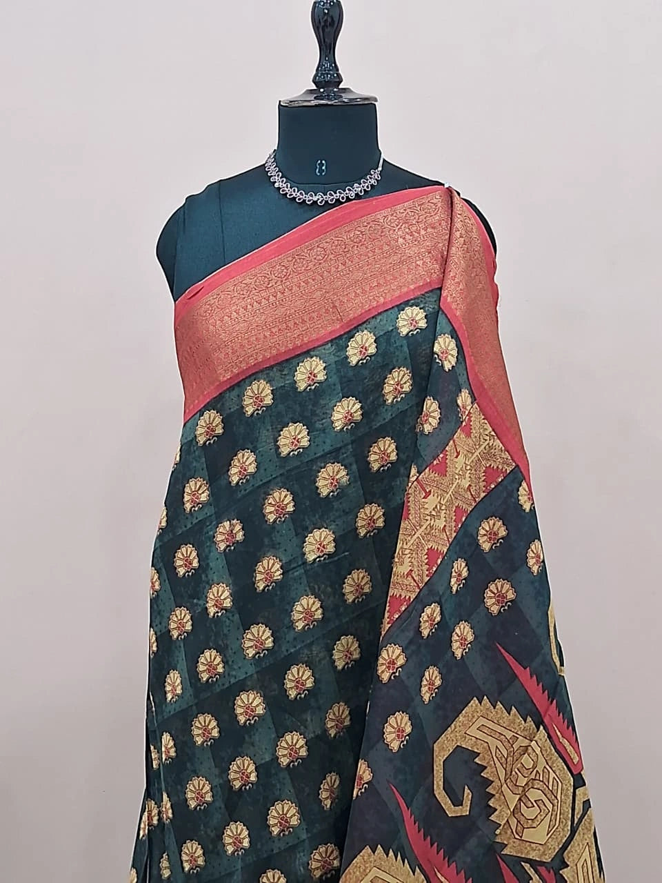 Black and Grey Chanderi Saree 1