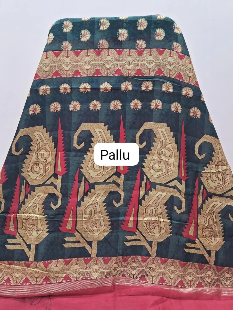 Black and Grey Chanderi Saree pallu
