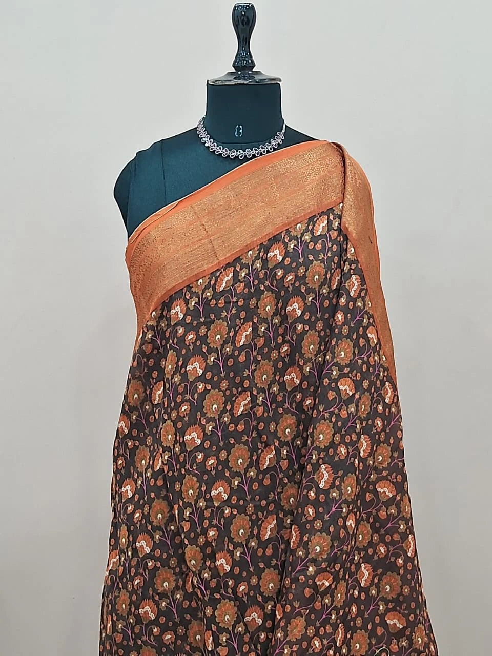 Walnut Brown Chanderi Saree 1