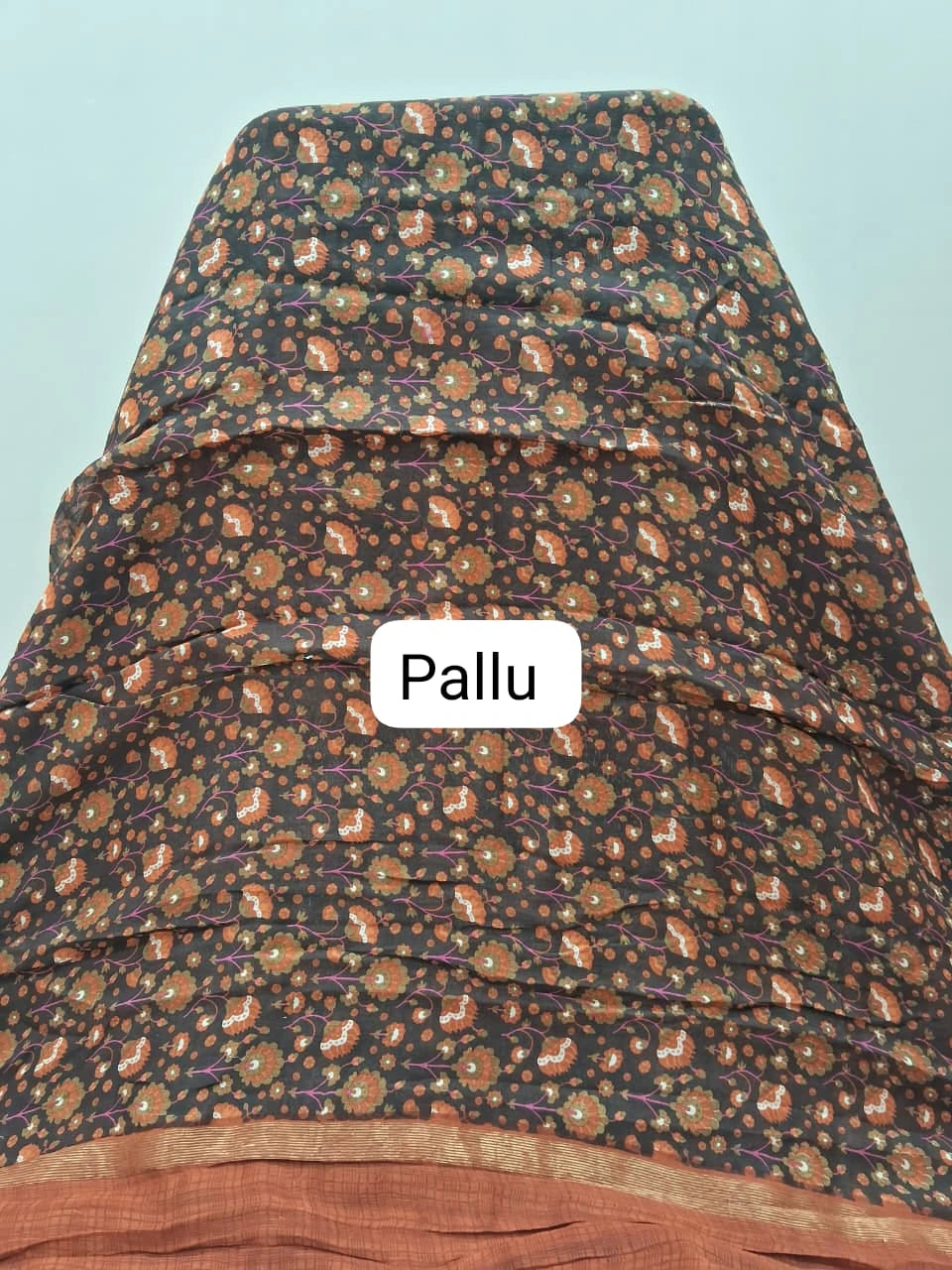 Walnut Brown Chanderi Saree pallu