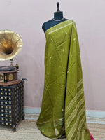Mehandi Green Crepe Silk Saree
