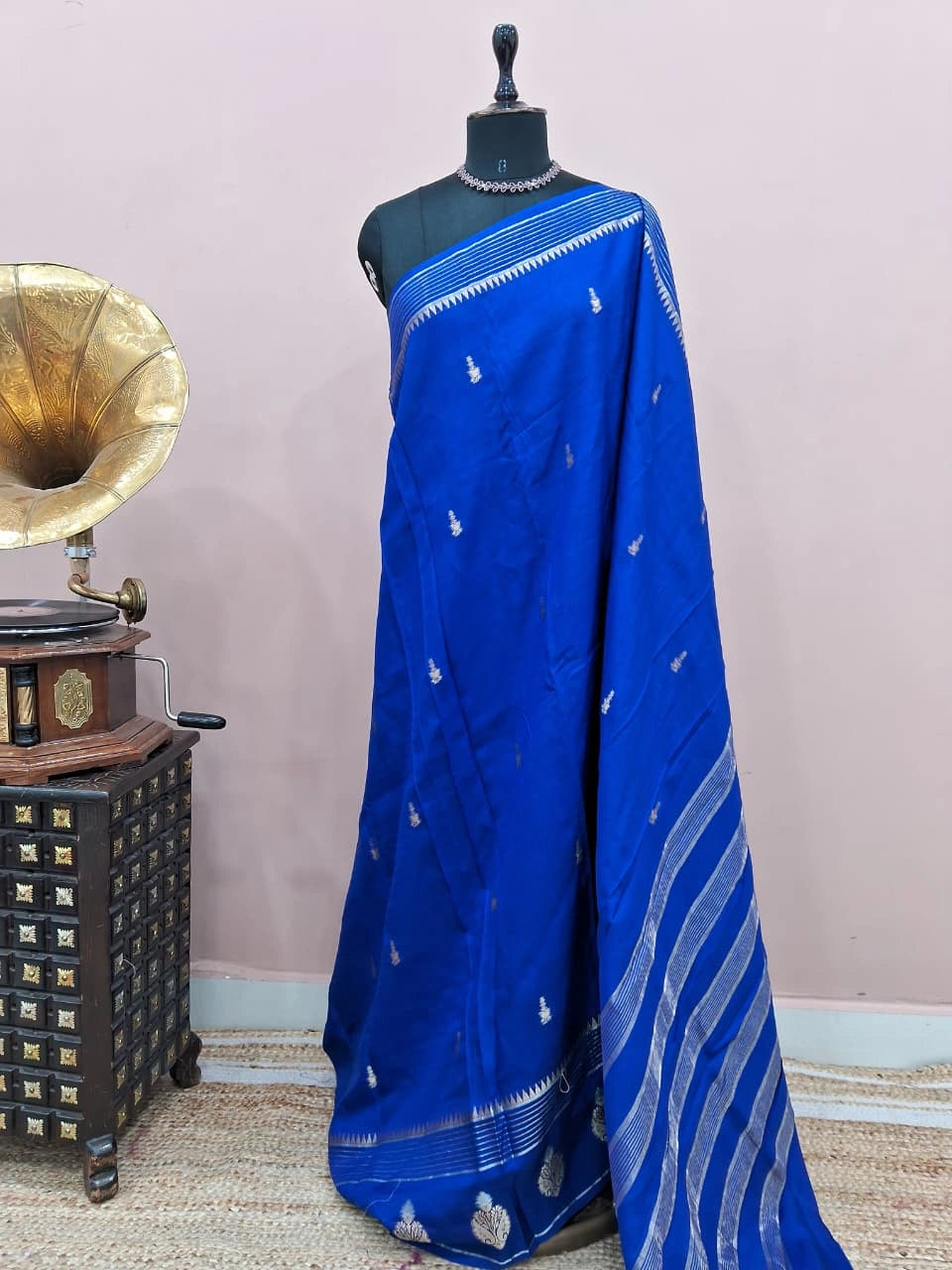 Royal Blue Crepe Silk Saree