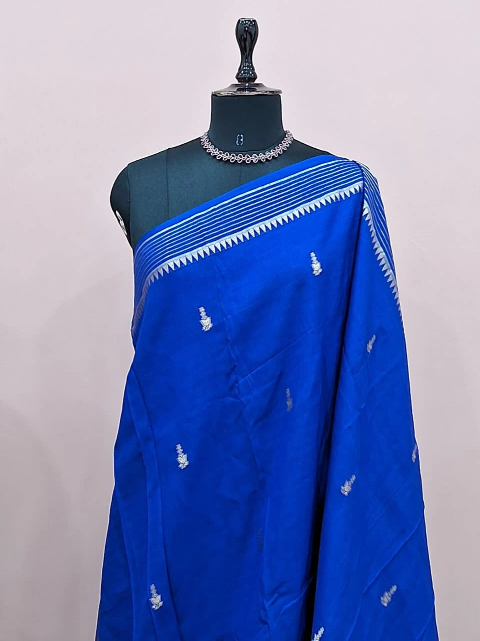 Royal Blue Crepe Silk Saree 1