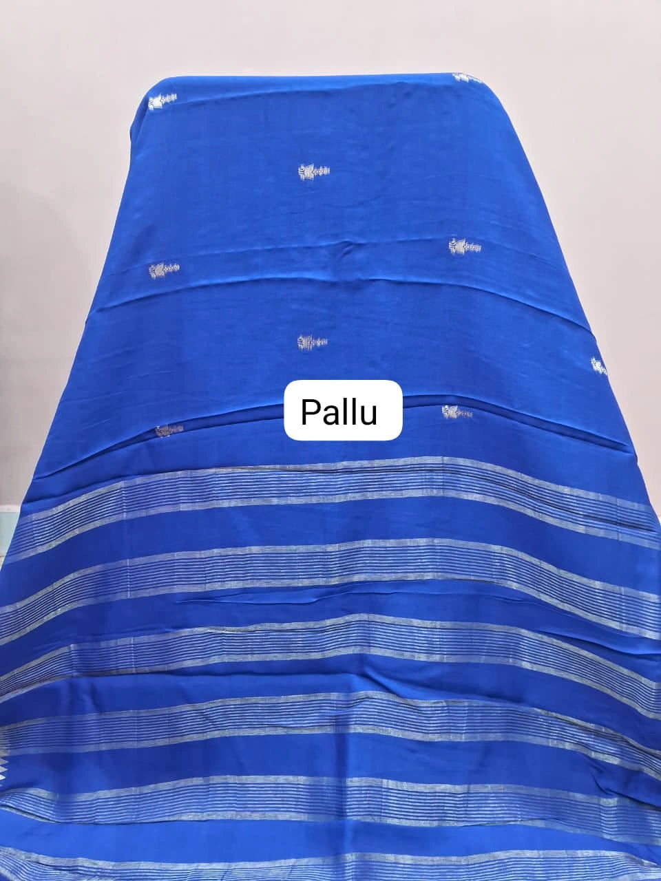 Royal Blue Crepe Silk Saree Pallu