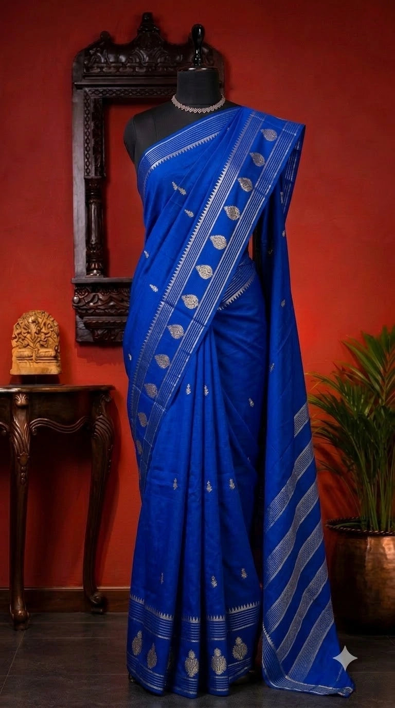 Royal Blue Crepe Silk Saree