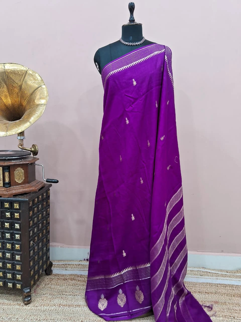 Purple Crepe Silk Saree