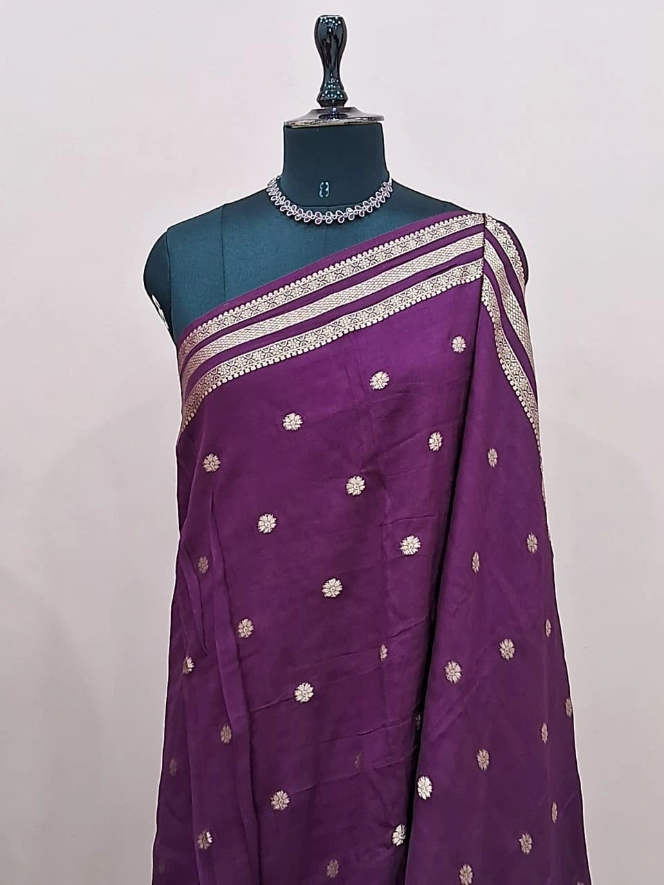 Wine Crepe Silk Saree 1