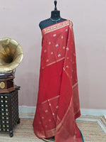 Red Banarasi Crepe Silk Saree 