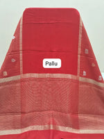 Red Banarasi Crepe Silk Saree  pallu