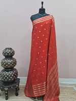 Dark Red Crepe Silk Saree