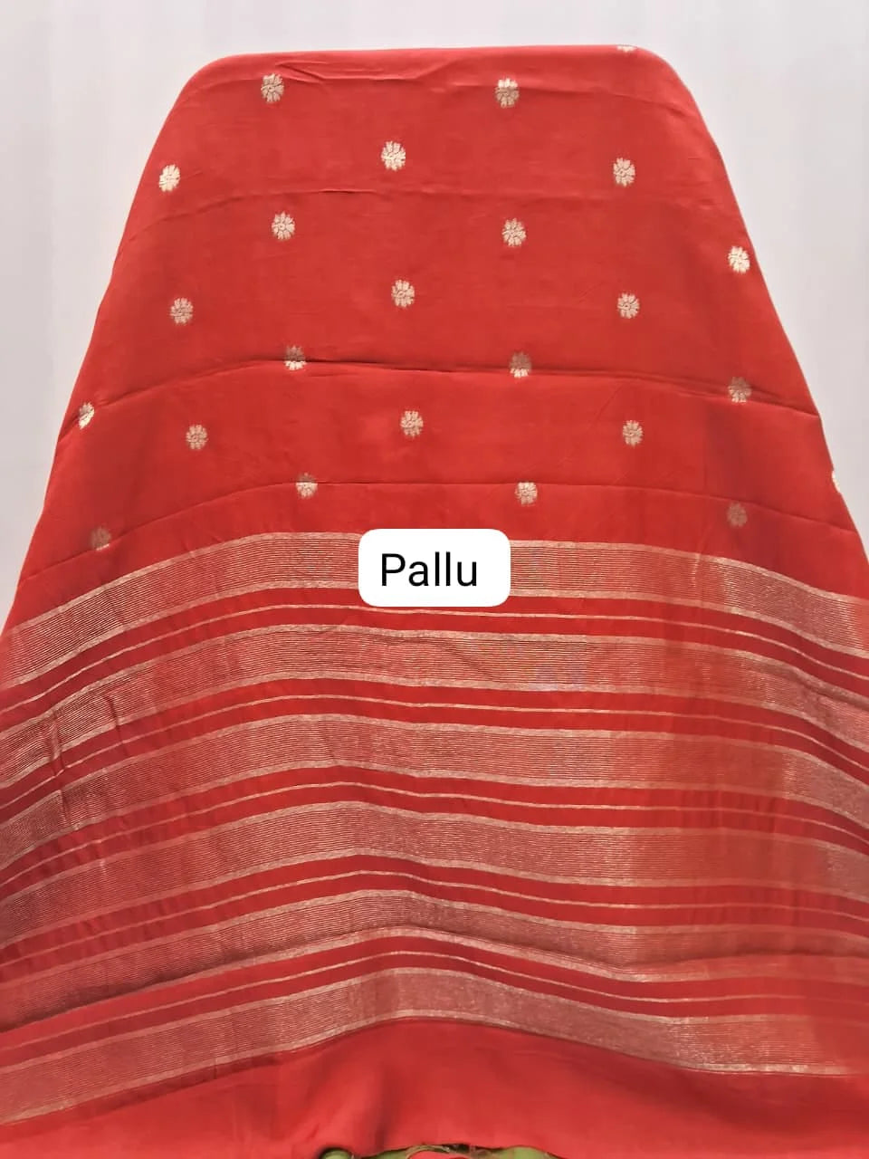Dark Red Crepe Silk SareePallu
