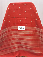 Dark Red Crepe Silk SareePallu