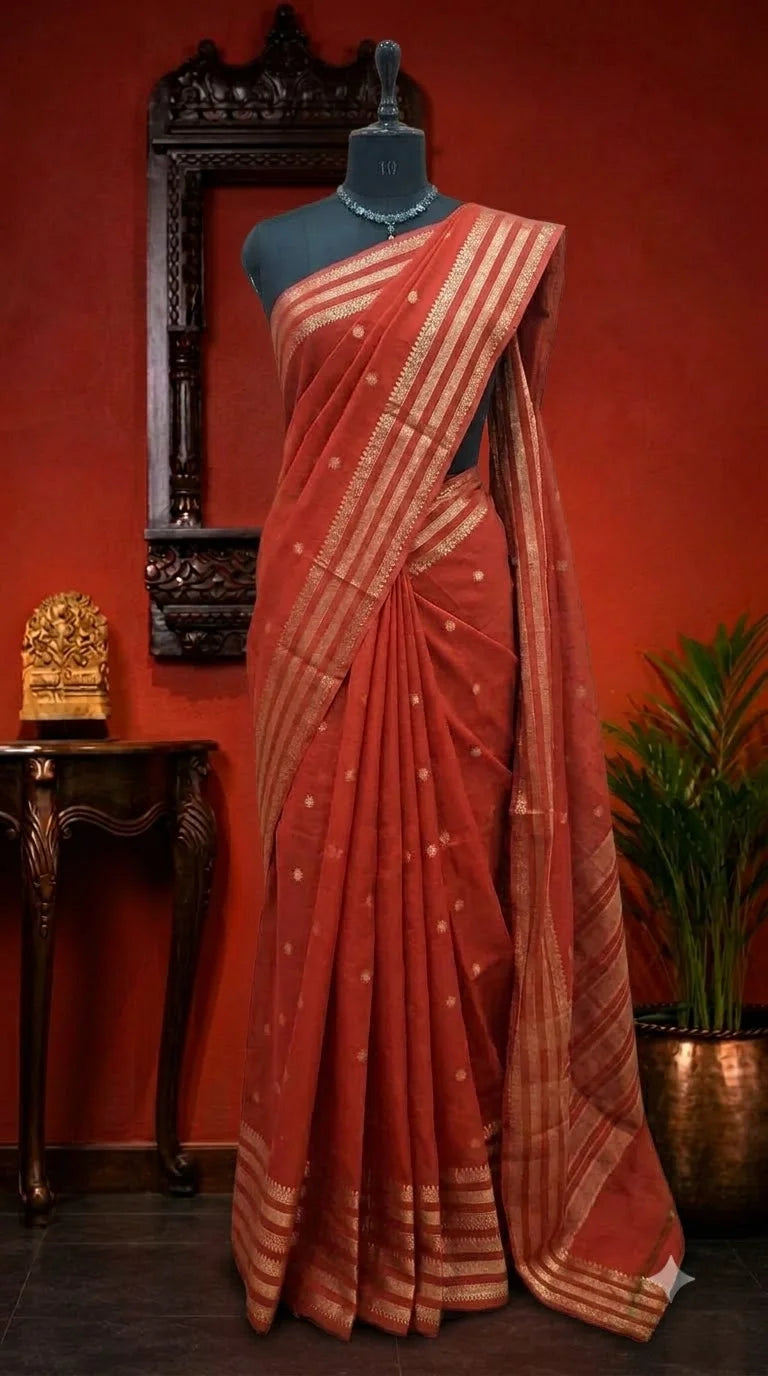 Dark Red Crepe Silk Saree