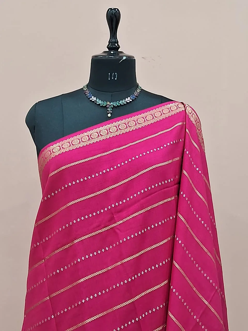 Rani Pink Crepe Silk Saree 1