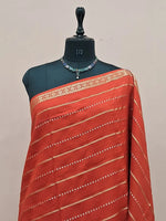 Dark Red Crepe Silk Saree 1