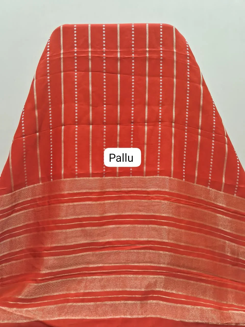 Dark Red Crepe Silk Saree Pallu