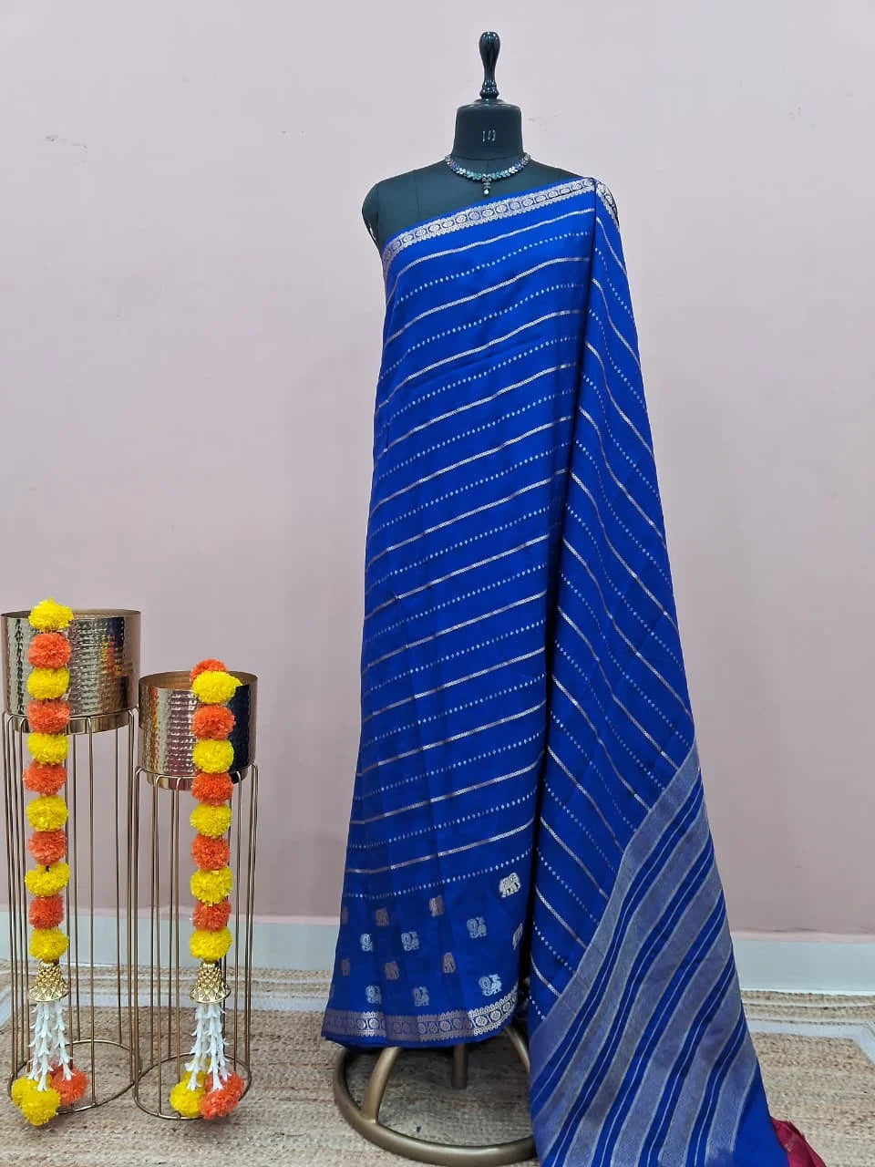 Royal Blue Crepe Silk Saree