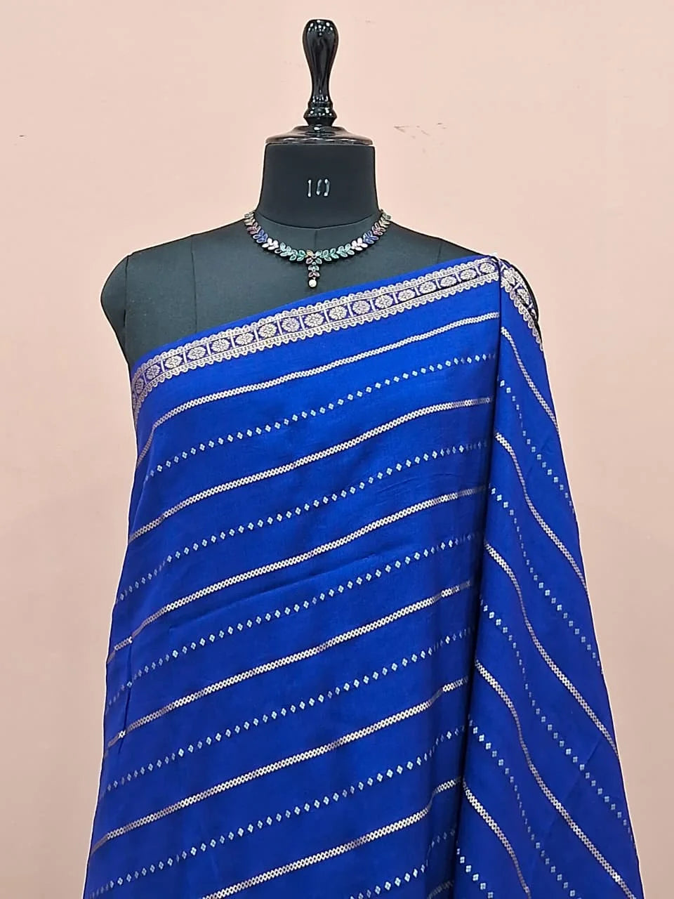 Royal Blue Crepe Silk Saree 1
