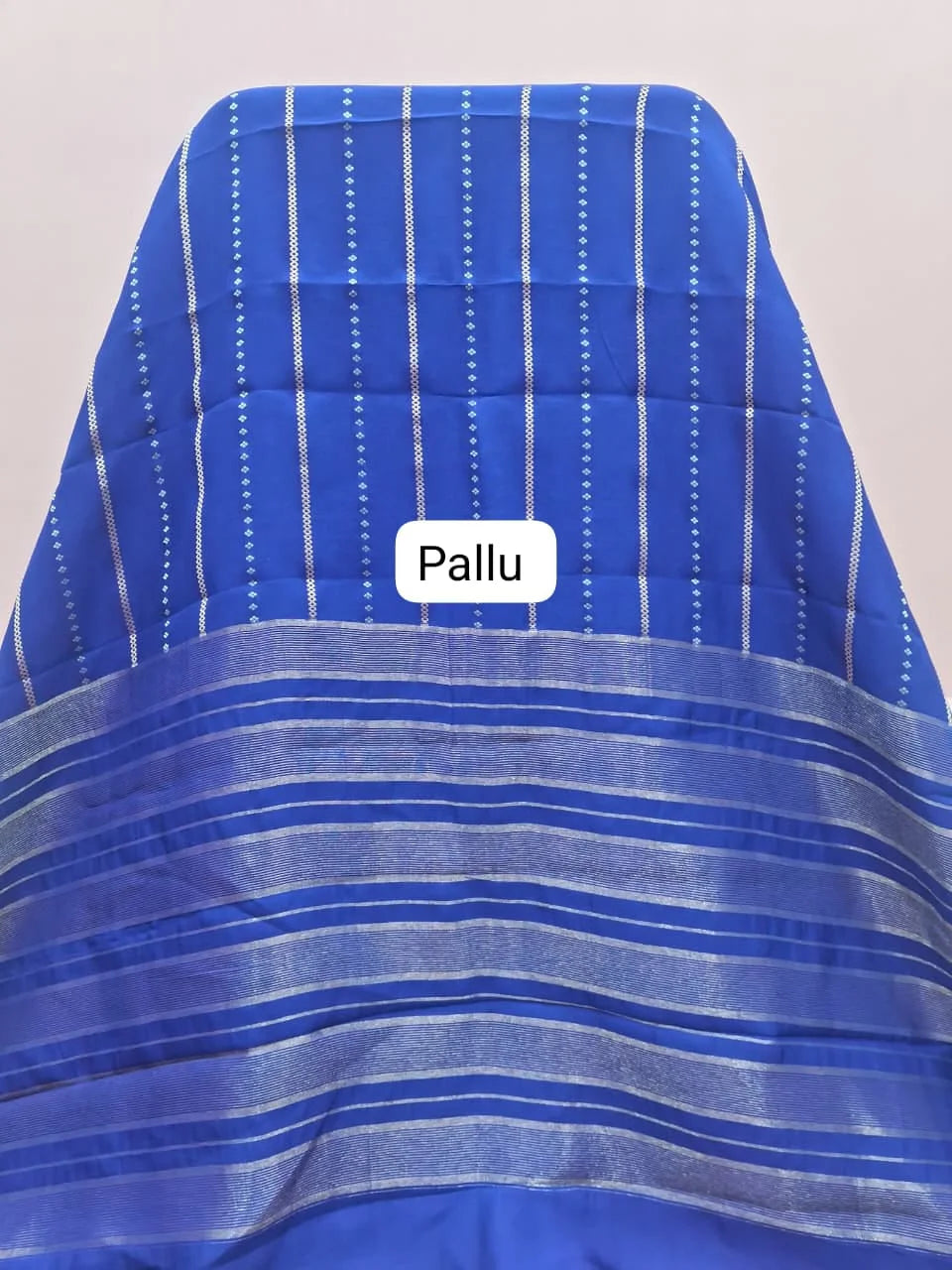 Royal Blue Crepe Silk Saree Pallu