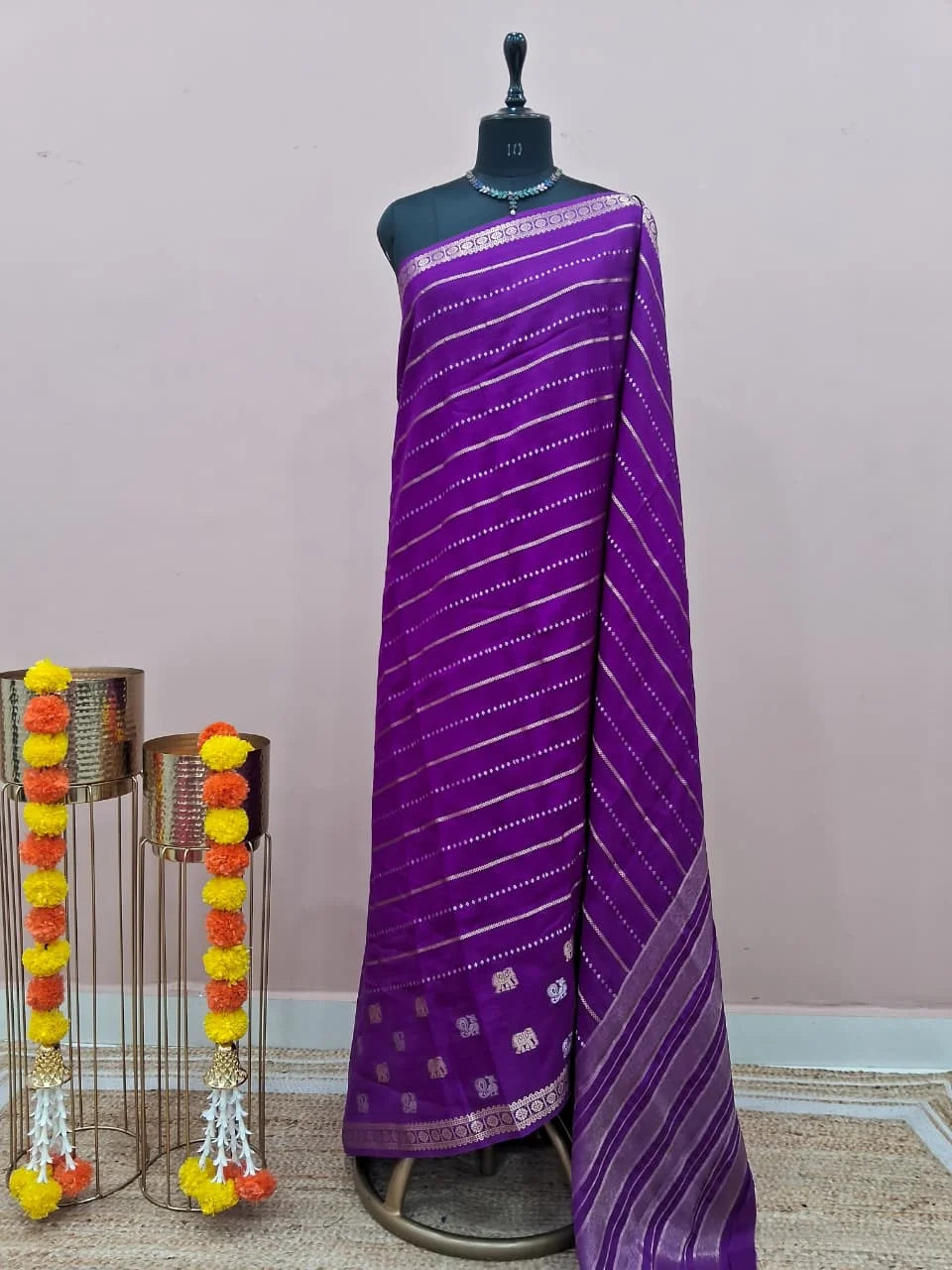Purple Crepe Silk Saree