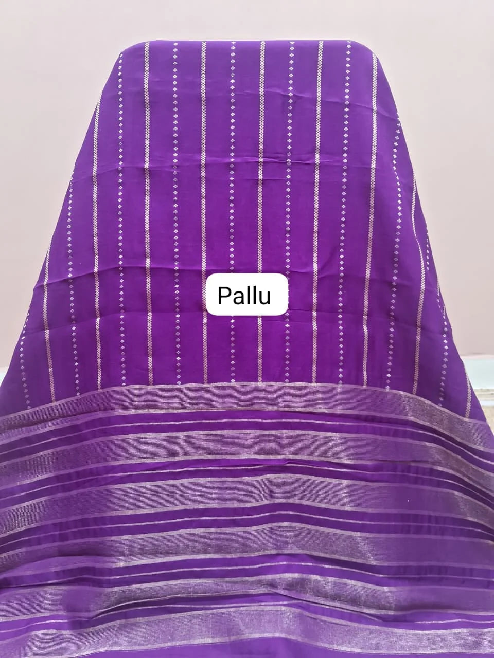 Purple Crepe Silk Saree Pallu