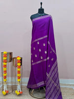Pure Purple Crepe Silk Saree 
