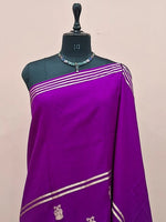 Pure Purple Crepe Silk Saree  1