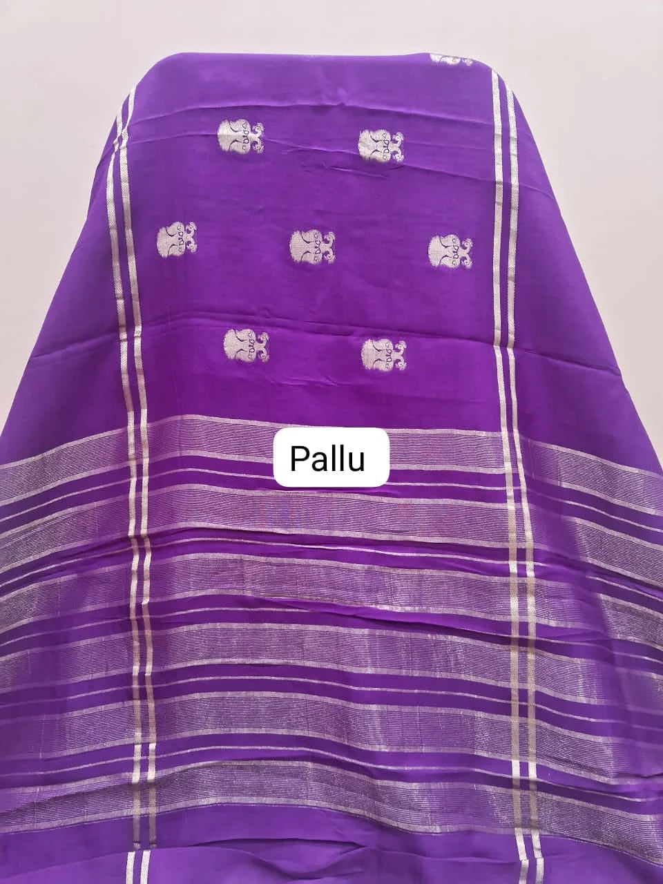 Pure Purple Crepe Silk Saree Pallu