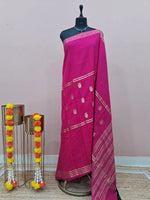 Rani Pink Pure Crepe Silk Saree