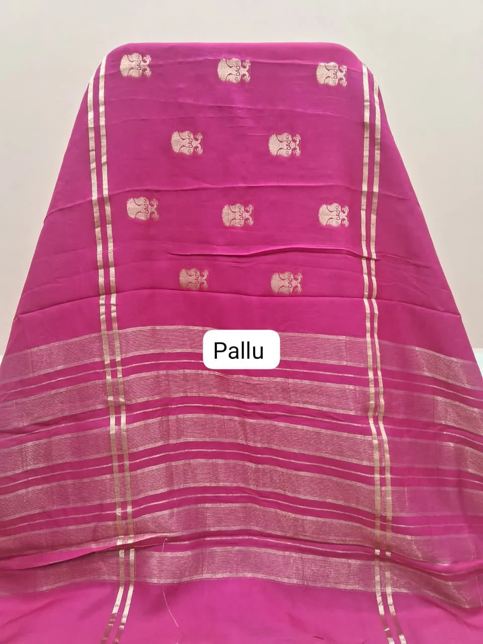 Rani Pink Pure Crepe Silk Saree Pallu