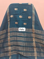Peacock Blue Crepe Silk Saree pallu
