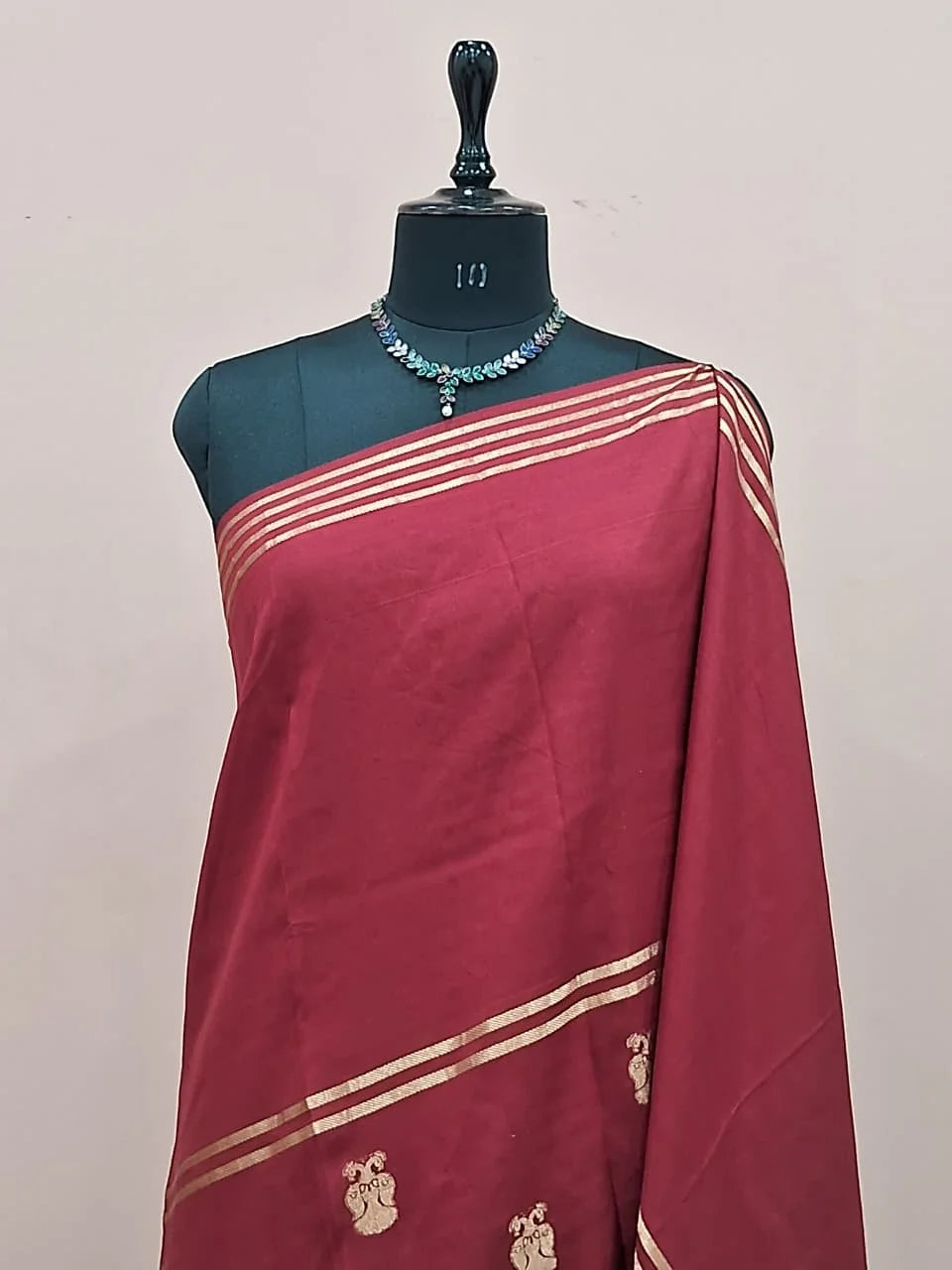 Maroon Crepe Silk Saree 1