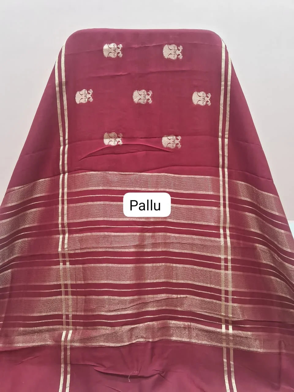 Maroon Crepe Silk Saree Pallu