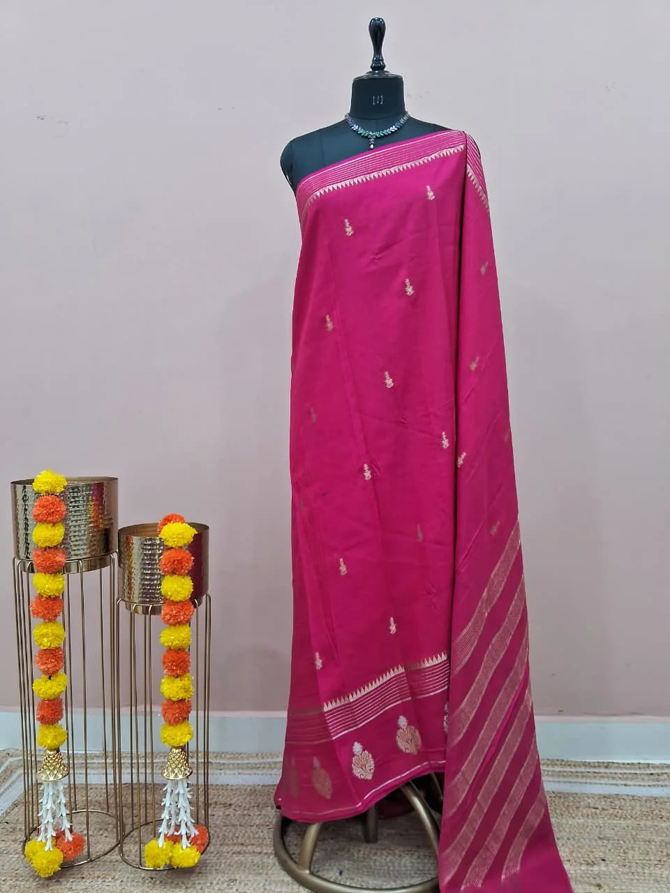 Pink Crepe Silk Saree