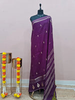 Dark Purple Crepe Silk Saree 