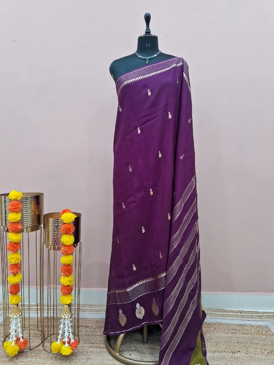 Dark Purple Crepe Silk Saree 