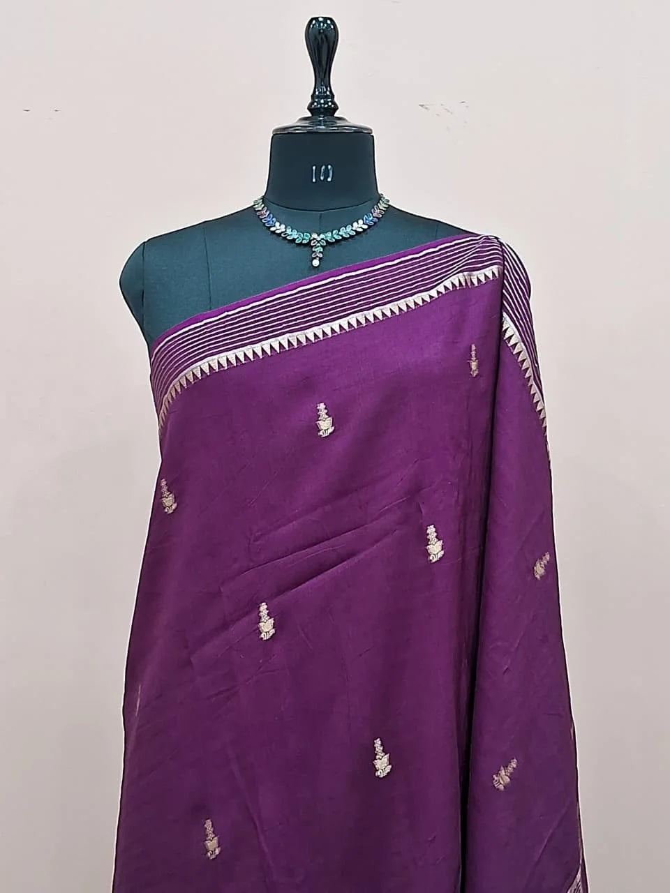 Dark Purple Crepe Silk Saree 1