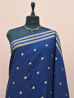 Navy Blue Crepe Silk Saree 1