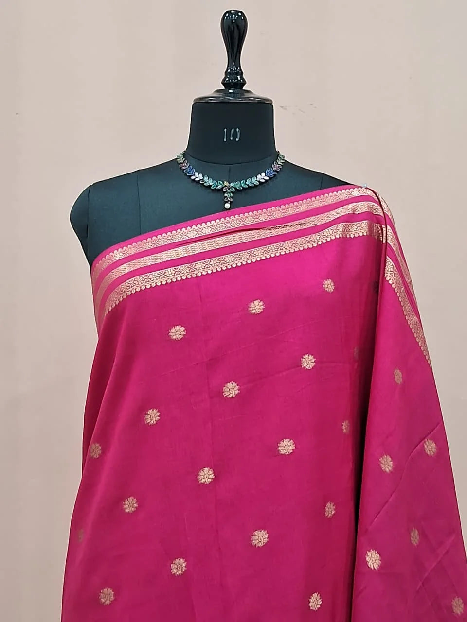 Pink Crepe Silk Saree 1