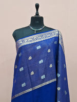 Dark Navy Blue Crepe Silk Saree 1