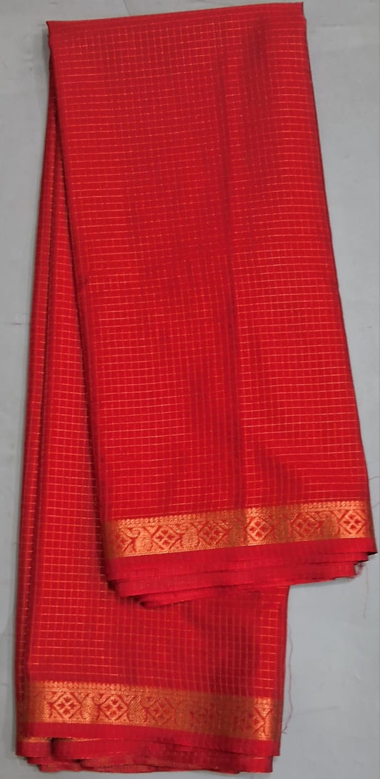 Fire Red Crepe Silk Saree 