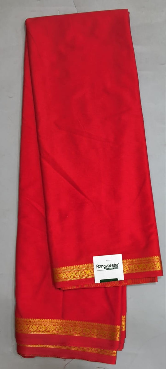 Candy Red Plain Crepe Silk Saree