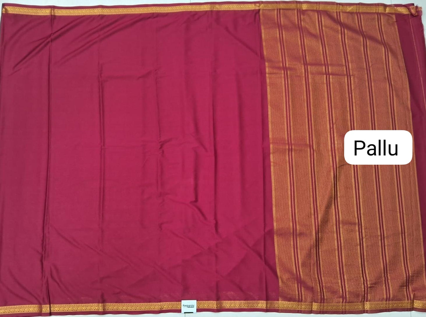 Maroon Plain Crepe Silk Saree pallu