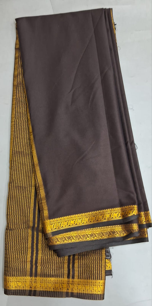 Black Plain Crepe Silk Saree