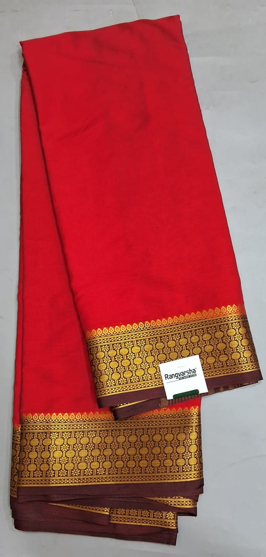 Candy Red Plain Crepe Silk Saree 