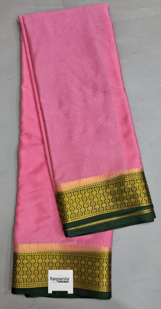 Pink Plain Crepe Silk Saree