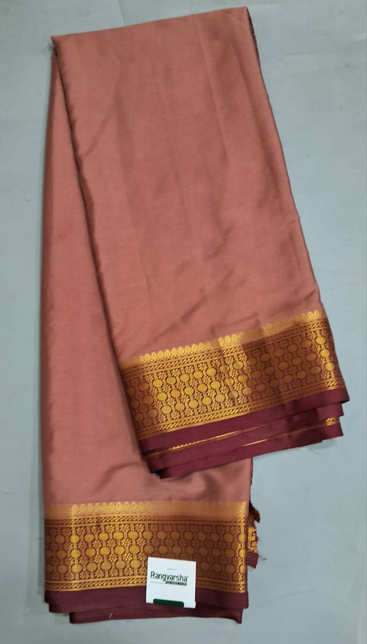 Chocolate Brown Plain Crepe Silk Saree